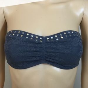 Victorias Secret Pink - grey lace bandeau bra M